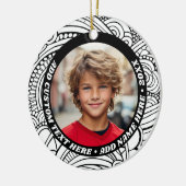 写真 – 白黒縁ど抽象芸術-レトロ文字 セラミックオーナメント (左)