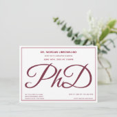 写真 白 バーガンディー PhD 卒業パーティー 招待状 (スタンド正面)