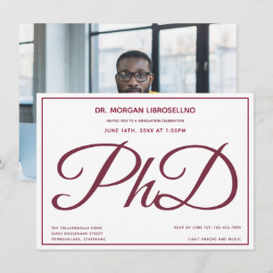 写真 白 バーガンディー PhD 卒業パーティー 招待状