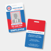 写真 社員 トリコロール 任意 カラー テンプレート ID バッジ (正面＆裏面)