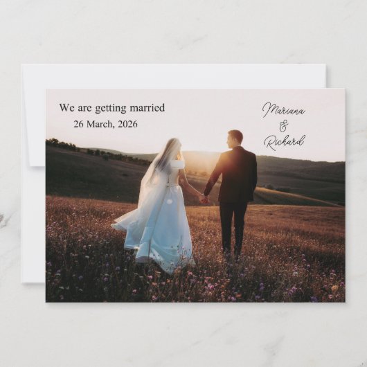 写真、私たちは結婚の発表を取得している ノートカード (正面)