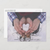 写真, 私たち、婚約しました ブラックカリグラフィー婚約 案内ポストカード (正面/裏面)