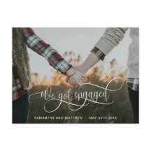 写真, 私たち、婚約しました 白いカリグラフィー 婚約