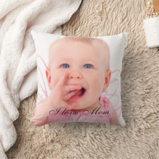 写真「私はママが大好き」ギフト枕 クッション (ブランケット)