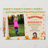 写真 秋の誕生日招待状 秋のフェスティバル 招待状 (正面/裏面)