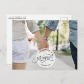 写真 結婚するよ 円形ロゴ スクリプト, 結婚のご報告 案内ポストカード (正面/裏面)