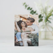 写真, 結婚する, 白いカリグラフィーの婚約 案内ポストカード (スタンド正面)