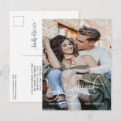 写真, 結婚する, 白いカリグラフィー 結婚発表 案内ポストカード (正面/裏面)
