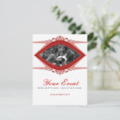 写真 : 結婚式 : 赤 白 オーナメント 招待状 テンプレート (スタンド正面)