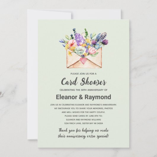 写真 結婚記念日 カード シャワー 招待状 (正面)