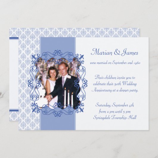 写真 結婚50周年パーティー招待状 招待状 (正面/裏面)