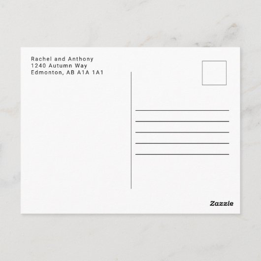 写真 結婚 ありがとう エレガント ミニマル ポストカード (裏面)