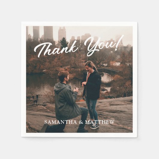 写真 結婚 披露パーティー 感謝 スタンダードカクテルナプキン (正面)