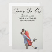 写真 - 縦 変更日 - 上部テキスト 招待状 (正面/裏面)