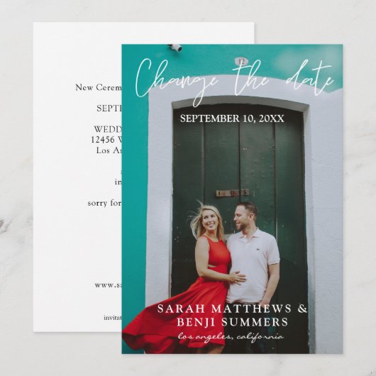 写真 - 縦 変更日 招待状 (正面/裏面)