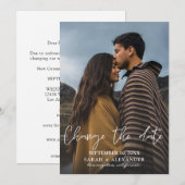 写真 - 縦  日程変更のお知らせ（オンブレ2） 招待状 (正面/裏面)