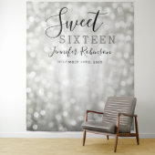 写真 背景 16歳の誕生日 シルバー グリッター ライト タペストリー (インサイチュ)