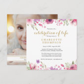 写真 花 お別れの会・生前葬 招待状 (正面/裏面)