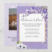 写真 藤の花が咲くQRコード ウェディング 招待状 (正面/裏面)