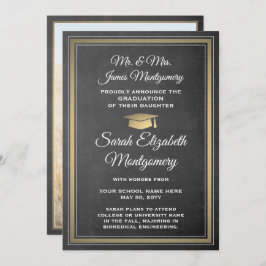 写真：親からChalkboardと金ゴールド卒業 案内状