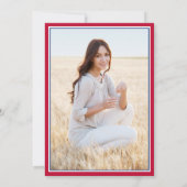 写真 & 親の名前 赤 白 青 卒業式 招待状 (裏面)