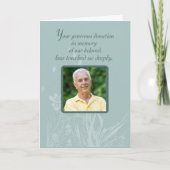 写真、記憶、オーガニックなFの寄付をありがとう サンキューカード (正面)