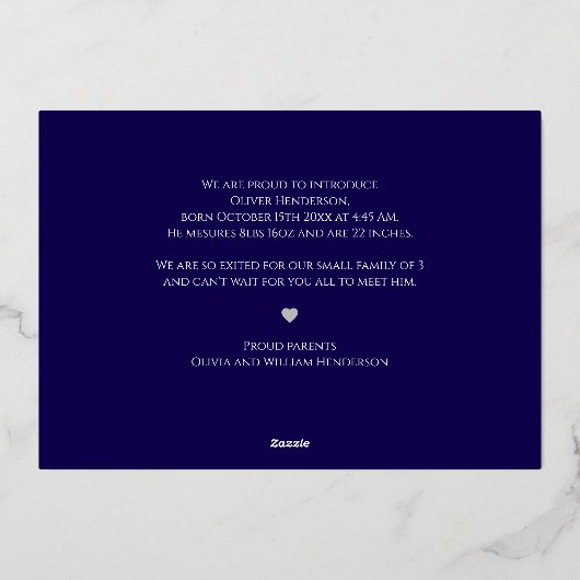 写真 誕生のお知らせ 箔カード 箔シーズンカード (裏面)