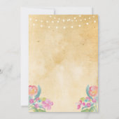 写真 誕生日パーティー ピンク フラワー 2 枚の写真 招待状 (裏面)