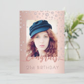 写真 誕生日パーティー ローズゴールド ダイヤモンド 招待状 (スタンド正面)