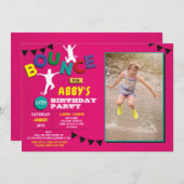 写真 誕生日 ジャンプ バウンス パーティー トランポリン 招待状 (正面/裏面)