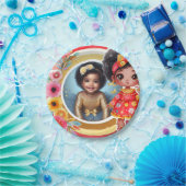 写真 誕生日 小さな 黒い 妖精 赤 ゴールド ペーパープレート (パーティー)