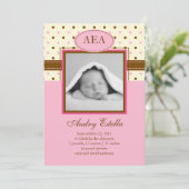 写真 赤ちゃん 女の子 誕生のお知らせ 案内状 (スタンド正面)