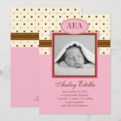 写真 赤ちゃん 女の子 誕生のお知らせ 案内状 (正面/裏面)