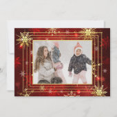 写真 赤 ゴールド スノーフレーク クリスマス 冬休み (正面)