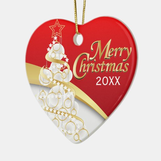 写真 – 赤、白、金ゴールドクリスマス カスタマイズ | セラミックオーナメント (左)