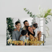 **写真 輝くホリデーシーズンのメッセージ** 箔シーズンカード (立ち正面)