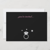 写真 輝く リング ピンク バチェロレッテ パーティー 招待状 (裏面)