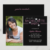 写真 輝く リング ピンク バチェロレッテ パーティー 招待状 (正面/裏面)