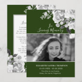 写真 追悼 花束 緑のバラ 詩 カード (正面/裏面)