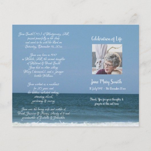 写真 追悼 葬儀 式次第 プログラム (正面)