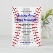 写真 野球 赤ちゃん 奉献 招待状 十字架付き (スタンド正面)