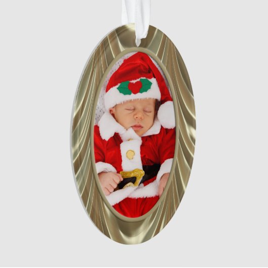 写真 – 金ゴールドエレガントの色あせたサテン オーナメント (正面)