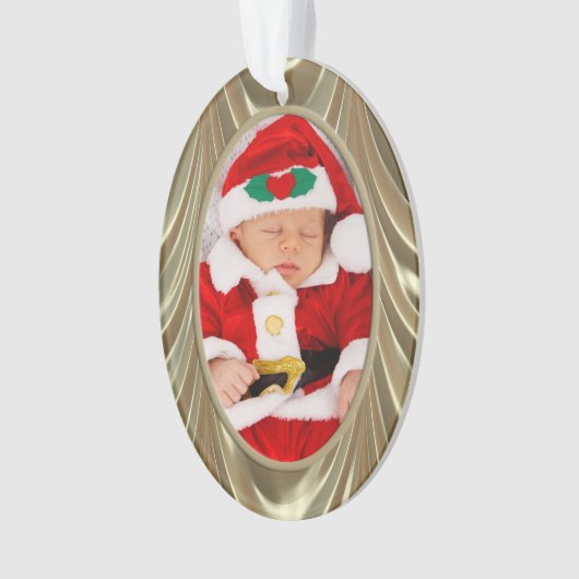 写真 – 金ゴールドエレガントの色あせたサテン オーナメント (正面)