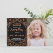 写真 銅 グリッター プリンセス 誕生日 招待状 (スタンド正面)