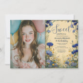 写真 青いコーンフラワー アートヌーボー スウィート16 招待状 (正面)
