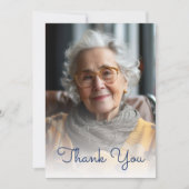 写真 青 銀 花 80歳 誕生日パーティー サンキューカード (正面)