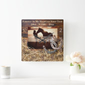 写真、馬の記念品ギフト、馬の壁時計 スクエア壁時計 (ホーム)