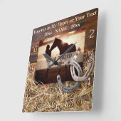 写真、馬の記念品ギフト、馬の壁時計 スクエア壁時計 (傾斜)