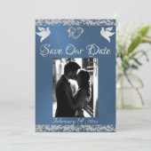 写真、鳩、シルバーハートとグリッター – 青 セーブザデート (スタンド正面)