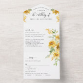 写真、黄エレガント色のフローラ結婚のティアオフRSVP オールインワン招待状 (内側)